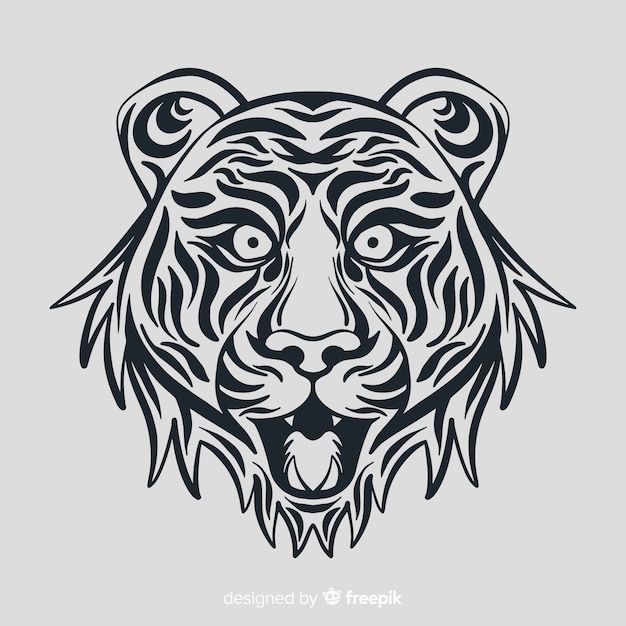 Tiger face with tribal style