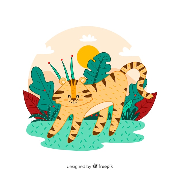 Free Vector tiger in the jungle