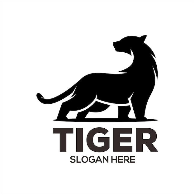 Free Vector tiger silhouette illustration logo design