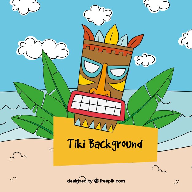 Free Vector tiki mask background on the beach