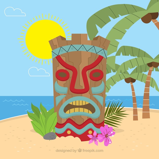 Free Vector tiki mask on the beach