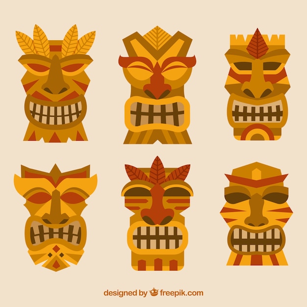 Free vector tiki mask collection