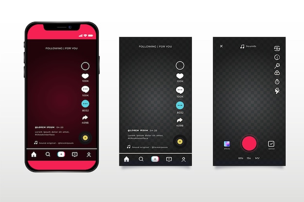 Free Vector tiktok app interface template collections