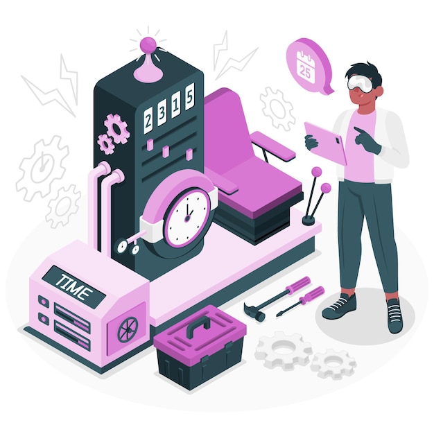 Free Vector time machine concept illustration