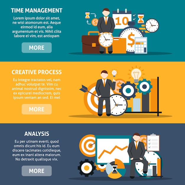 Free vector time management banners