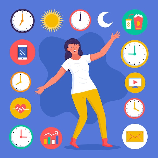 Free Vector time management concept clock illustrations