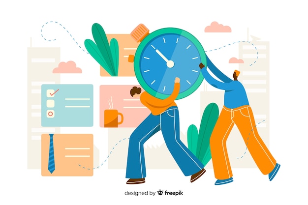 Time management concept for landing page