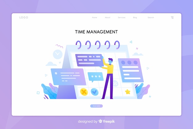 Free vector time management concept landing page