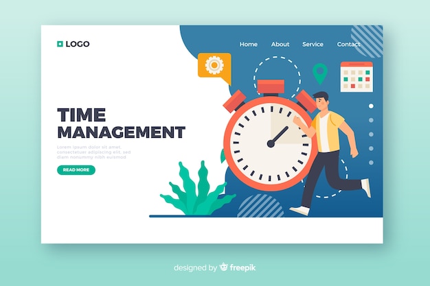 Time management concept for landing page