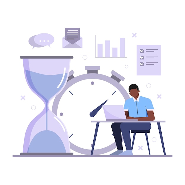 Free Vector time management concept man working