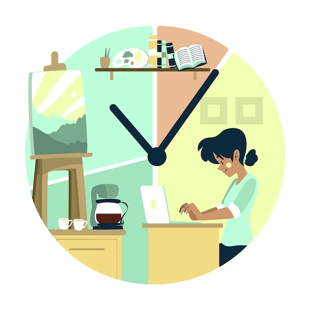 Time management concept work and leisure time