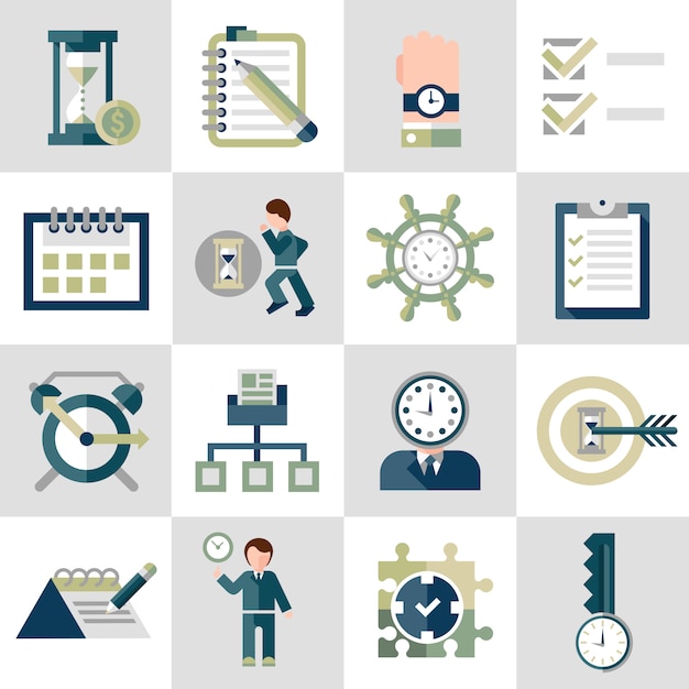 Time management icons set