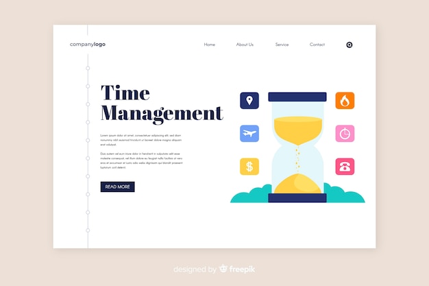 Time management landing page template