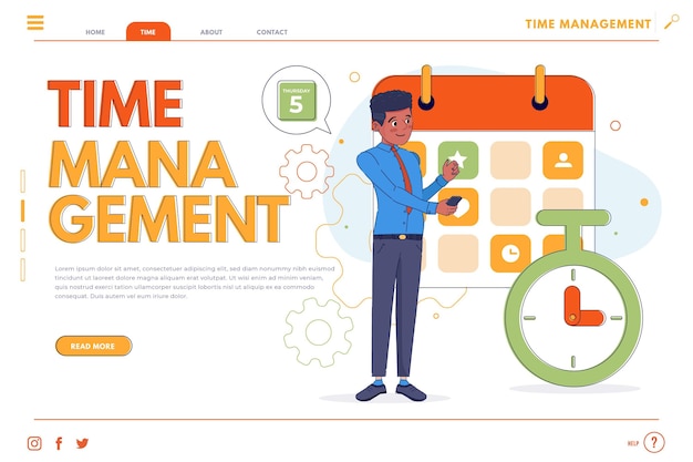 Free Vector time management landing page