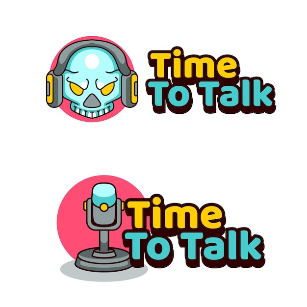 Time To Talk Podcast illustration logo for skull