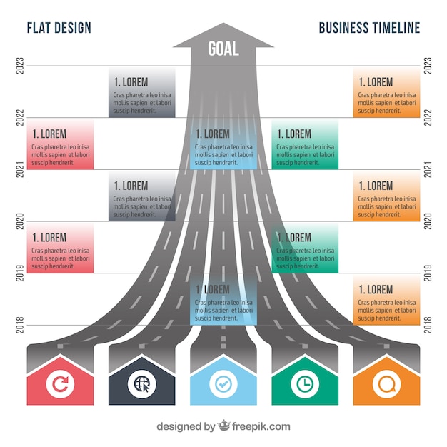 Free Vector timeline concept with highway