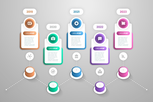 Timeline gradient template infographic