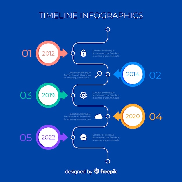 Timeline infographic charts with numbers