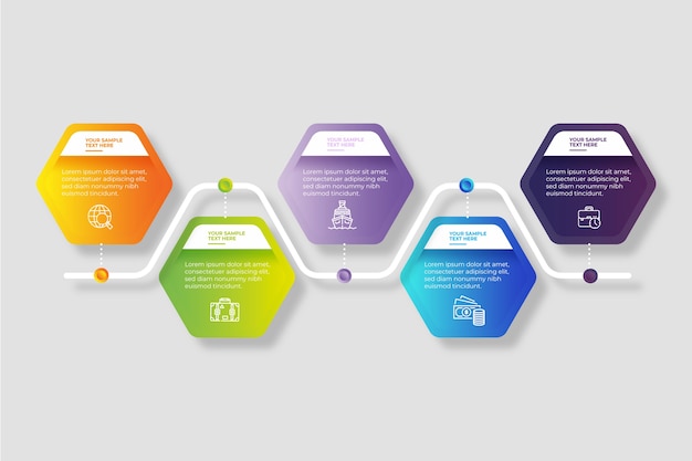 Timeline infographic in gradient