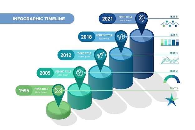 Timeline infographic isometric style