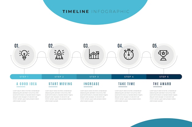 Free Vector timeline infographic template with circles and steps