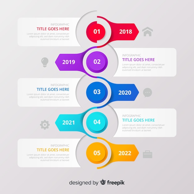 Timeline infographic with buttons