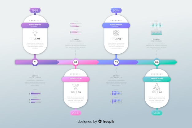 Free vector timeline infographic witl colourful elements template