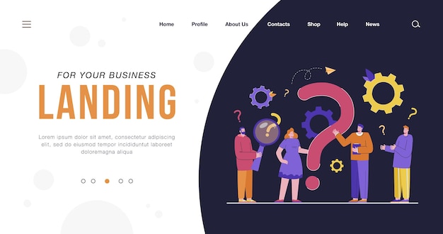 Free Vector tiny people asking questions and getting answers isolated flat landing page