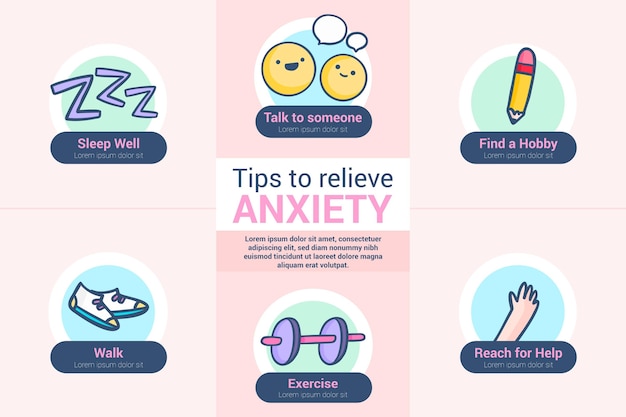 Tips for anxiety infographic theme