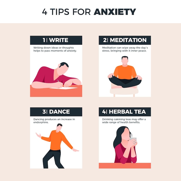 Free Vector tips for anxiety infographic