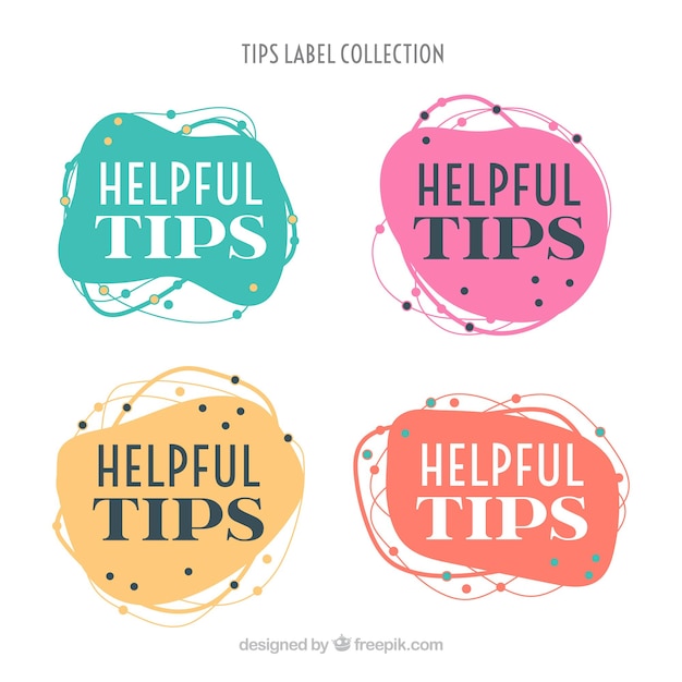 Tips labels collection in flat style