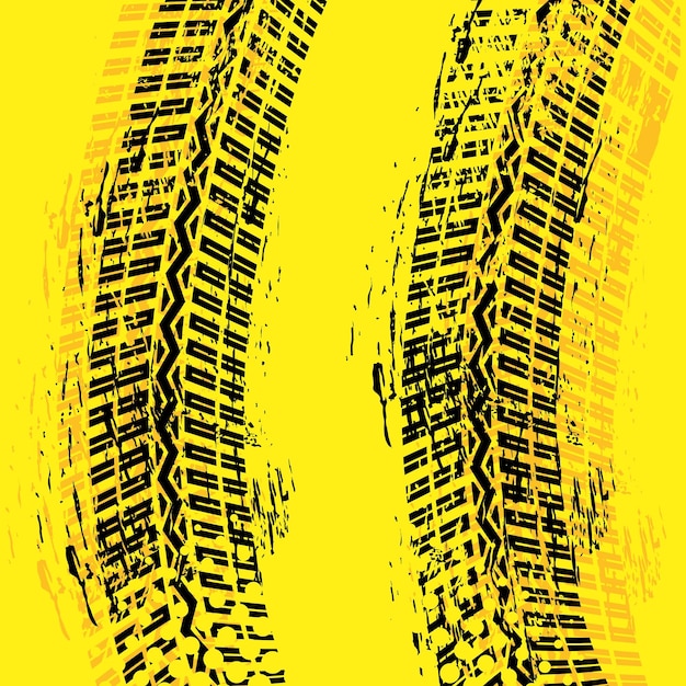 Free vector tire tracks grunge on yellow background