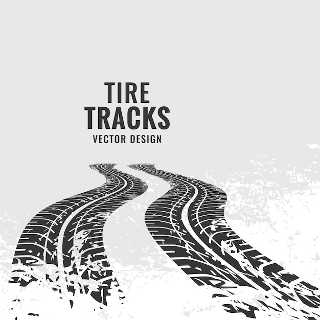 Free vector tire tracks mark in perspective