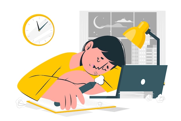 Free Vector tired student concept illustration