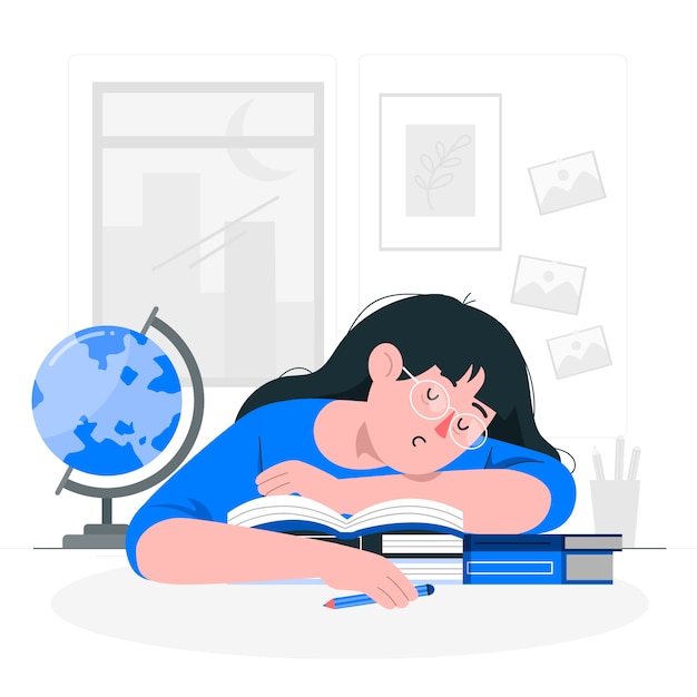 Free Vector tired student concept illustration