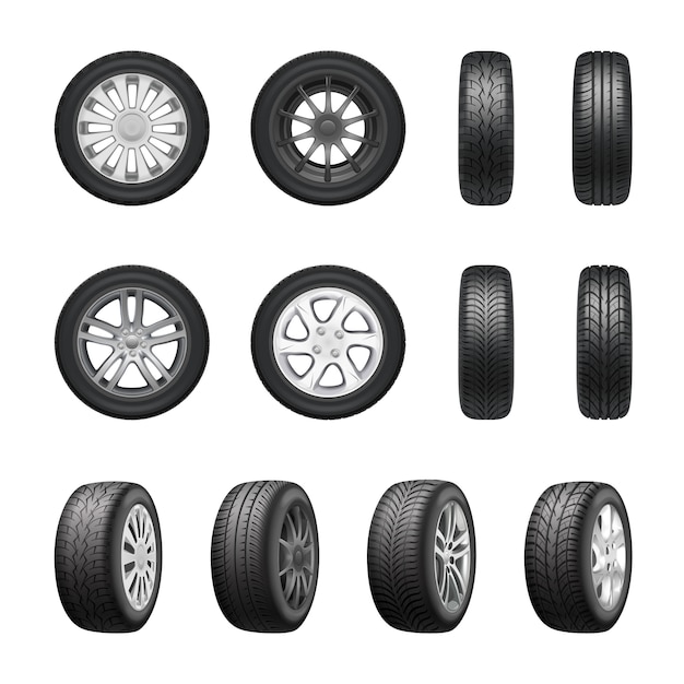 Tires Wheels Realistic Set