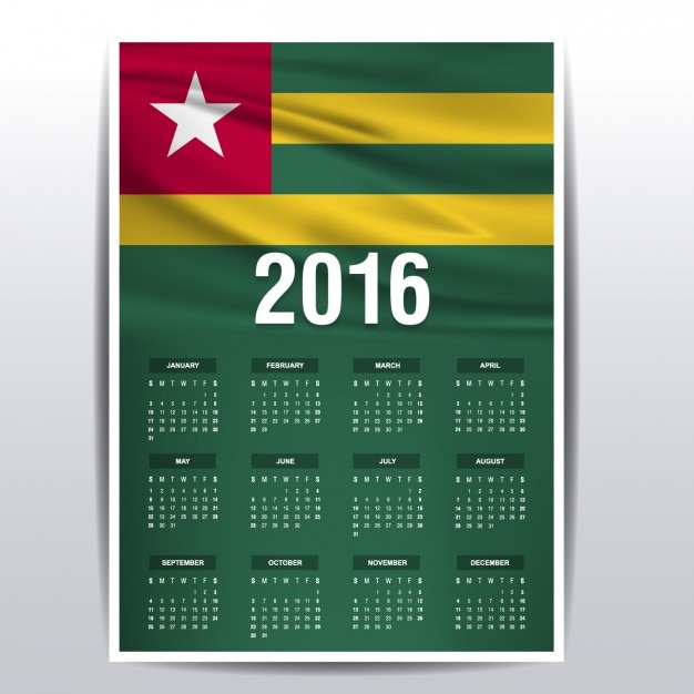 Togo calendar of 2016