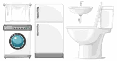 Free vector toilet furniture set for interior design on white background