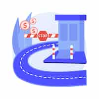 Free vector toll road abstract concept vector illustration. tollway fee, express toll lane, paid highway, main road, motorway entrance pass card, charge collector, enter control point abstract metaphor.