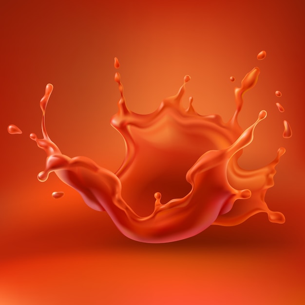 Tomato juice splash with spray realistic