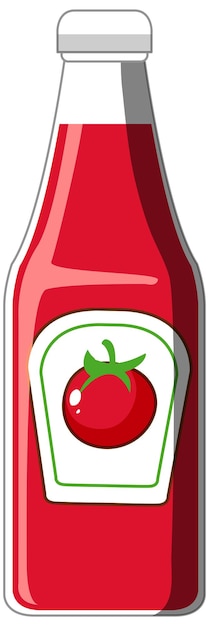 Free Vector tomato ketchup glass bottle in cartoon style isolated