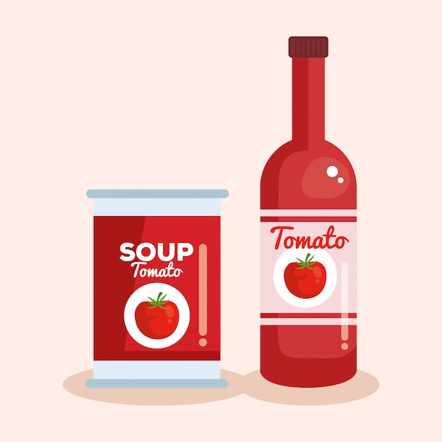 Free Vector tomato ketchup and soup