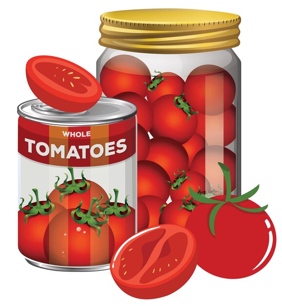 Tomato sauce canned and tomatoes in jar