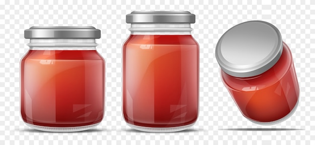 Free Vector tomato sauce in glass jar realistic vector