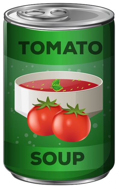 Free vector tomato soup in aluminum can