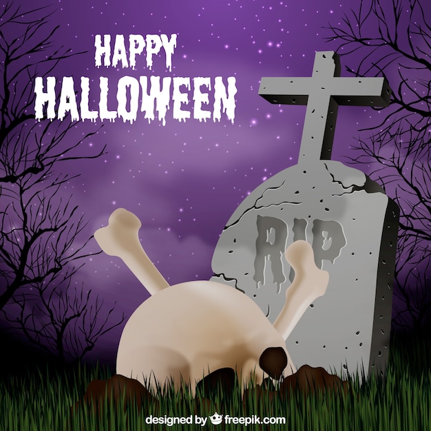 Free Vector tombstone and skull background