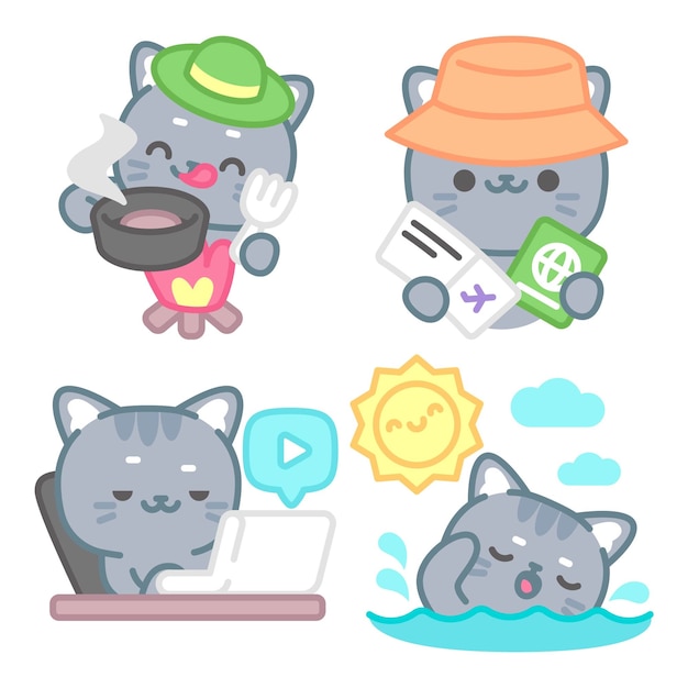 Free Vector tomomi the cat holidays stickers