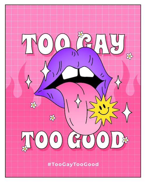 Free Vector too gay too good flat vertical illustration