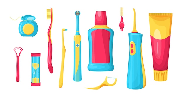 Free Vector tools for dental care vector illustrations set