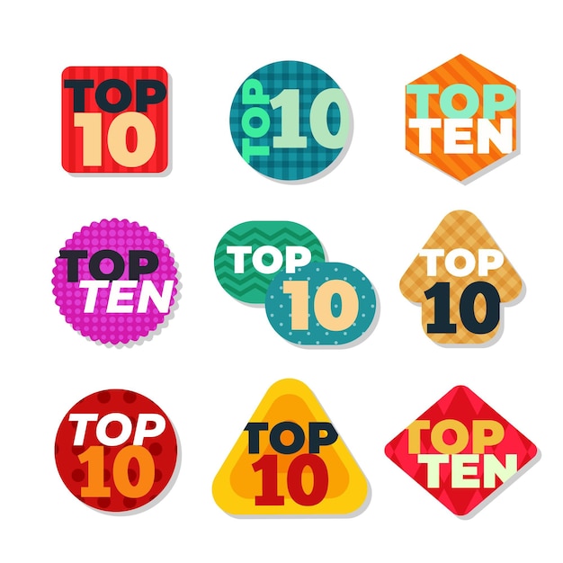 Free Vector top 10 badges collection